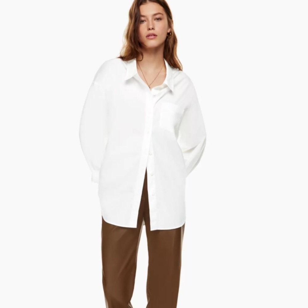 Aritzia Wilfred Free White Cotton Button Front Shirt Size L
